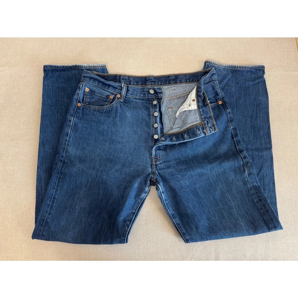 Levis 501 Original Fit Mens‎ Blue Denim Straight Leg Button Fly Jeans W38 L36
